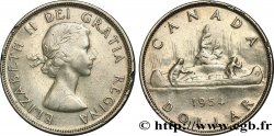 CANADA 1 Dollar Elisabeth II Canoe 1954  TTB 