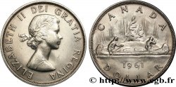 CANADA 1 Dollar Elisabeth II / canoe avec indien 1961 