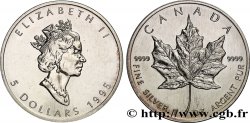 CANADA 5 Dollars (1 once) Proof feuille d’érable / Elisabeth II 1995 