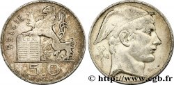 BELGIQUE 50 Francs lion posé sur les tables de la loi / Mercure légende flamande 1948 