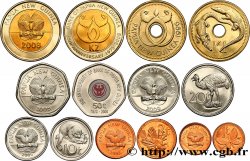 PAPUA NEW GUINEA Lot de 8 monnaies 1, 2, 5, 10, 20 et 50 Toea, 1 & 2 Kina 1996-2009 