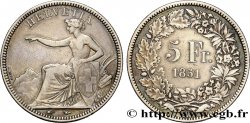 SUISSE 5 Francs Helvetia assise 1851 Paris TTB 