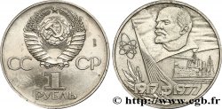 RUSSIA - USSR 1 Rouble 60e anniversaire de la “révolution d’Octobre” : drapeau avec portrait de Lénine et le croiseur Aurore 1977  AU 