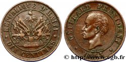 HAITI 10 Centimes République d’Haïti emblème / président Geffrard 1863 Heaton AU 