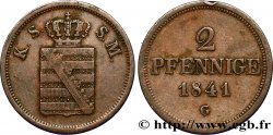 ALLEMAGNE - SAXE 2 Pfennige Royaume de Saxe, blason 1841 Dresde TB 