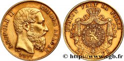 BELGIEN 20 Francs or Léopold II 1877 Bruxelles SS 