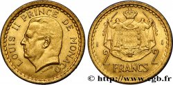 MONACO 2 Francs Louis II / armes (1943) Paris SPL 