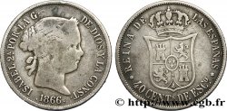 ESPAGNE 40 Centimos Isabelle II 1866 Madrid TB/TB+ 
