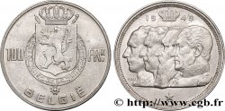 BELGIQUE 100 Francs bustes des quatre rois de Belgique, légende flamande 1949 