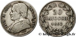 VATICAN ET ÉTATS PONTIFICAUX 20 Baiocchi Pie IX an XVII 1862 Rome TB 