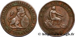 ESPAGNE 2 Centimos monnayage provisoire 1870 Oeschger Mesdach & CO