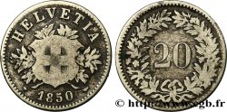 SUISSE 20 Centimes (Rappen) croix suisse 1850 Strasbourg - BB TB 