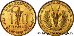 ÉTATS DE L&nbsp;AFRIQUE DE L&nbsp;OUEST (BCEAO) 10 Francs BCEAO masque / antilope 1964 Paris SPL 