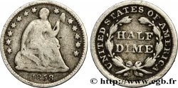 ÉTATS-UNIS D AMÉRIQUE 1/2 Dime (5 Cents) Liberté assise 1858 Philadelphie TB 