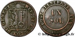 SUISSE - RÉPUBLIQUE DE GENÈVE 1 Sol 1833  TTB 