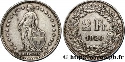SUISSE 2 Francs Helvetia 1920 Berne TB+ 