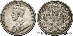 INDES BRITANNIQUES 1 Roupie Georges V 1917 Calcutta TTB 