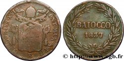 VATICAN ET ÉTATS PONTIFICAUX 1 Baiocco armes du vatican frappé au nom de Grégoire XVI an VII 1837 Bologne - B TTB 