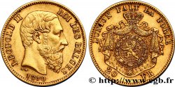 BELGIQUE 20 Francs or Léopold II 1870 Bruxelles TTB 