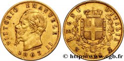 ITALIE 20 Lire Victor Emmanuel II 1863 Turin TTB 