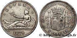 SPAIN 5 Pesetas 1870 Madrid VF 