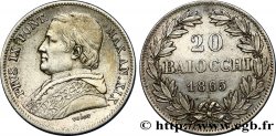 VATICAN AND PAPAL STATES 20 Baiocchi Pie IX an XIX 1865 Rome VF 