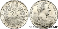 ÖSTERREICH 25 Schilling 250e anniversaire de l’impératrice Marie-Thérèse 1967  VZ 