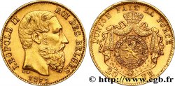 BELGIQUE 20 Francs or Léopold II 1875 Bruxelles TTB 
