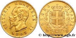 ITALIE 20 Lire Victor Emmanuel II 1863 Turin TTB+/SUP 