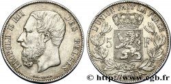 BELGIQUE 5 Francs Léopold II 1870  TTB 