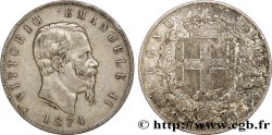 ITALIE 5 Lire Victor Emmanuel II 1874 Milan TTB 