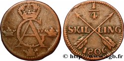 SUECIA 1/4 Skilling monogramme du roi Gustave IV Adolphe 1806  BC 