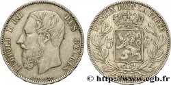 BELGIQUE 5 Francs Léopold II 1870  TTB 