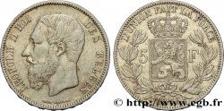 BELGIQUE 5 Francs Léopold II 1875  TB+/TTB 