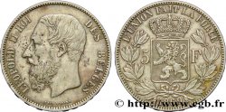 BELGIQUE 5 Francs Léopold II 1869  TB+ 
