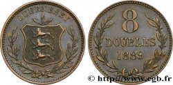 GUERNSEY 8 Doubles armes du baillage de Guernesey 1889 Heaton XF 