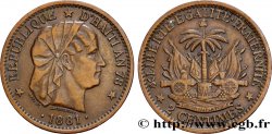 HAÏTI 2 Centimes an 78 emblème “Liberté créole” de Roty 1881 Paris TB+ 