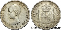 ESPAGNE 5 Pesetas Alphonse XIII 1er type 1889 Madrid TB+ 