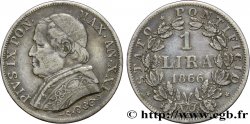 VATICAN ET ÉTATS PONTIFICAUX 1 Lire Pie IX type grand buste an XXI 1866 Rome TB 