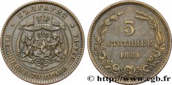 BULGARIE 5 Stotinki Alexandre Ier 1881 Heaton TTB 