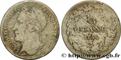 BELGIQUE 1/4 Franc Léopold tête laurée 1844  B+ 