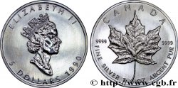 CANADA 5 Dollars (1 once) Proof feuille d’érable 1990  MS 