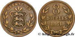 GUERNSEY 8 Doubles armes du baillage de Guernesey 1864 Heaton fSS 