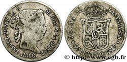 SPAIN 40 Centimos Isabelle II 1866 Madrid VF/VF 