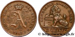 BELGIQUE 2 Centimes monogramme d’Albert Ier légende française 1912  SUP 