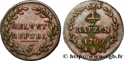 SWITZERLAND - HELVETIC REPUBLIC 1/2 Batzen 1799 Berne