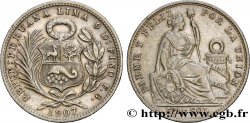 PERU 1/5 Sol “Liberté” 1907 Lima XF 