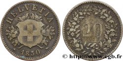 SUISSE 20 Centimes (Rappen) croix suisse 1850 Strasbourg - BB TB 