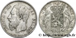 BELGIQUE 5 Francs Léopold II 1875 