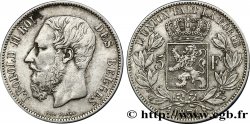 BELGIQUE 5 Francs Léopold II 1871  TB+ 